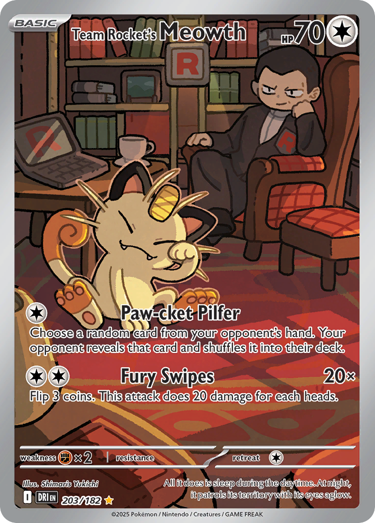 Team Rocket’s Meowth 203/182 (Illustration Rare)